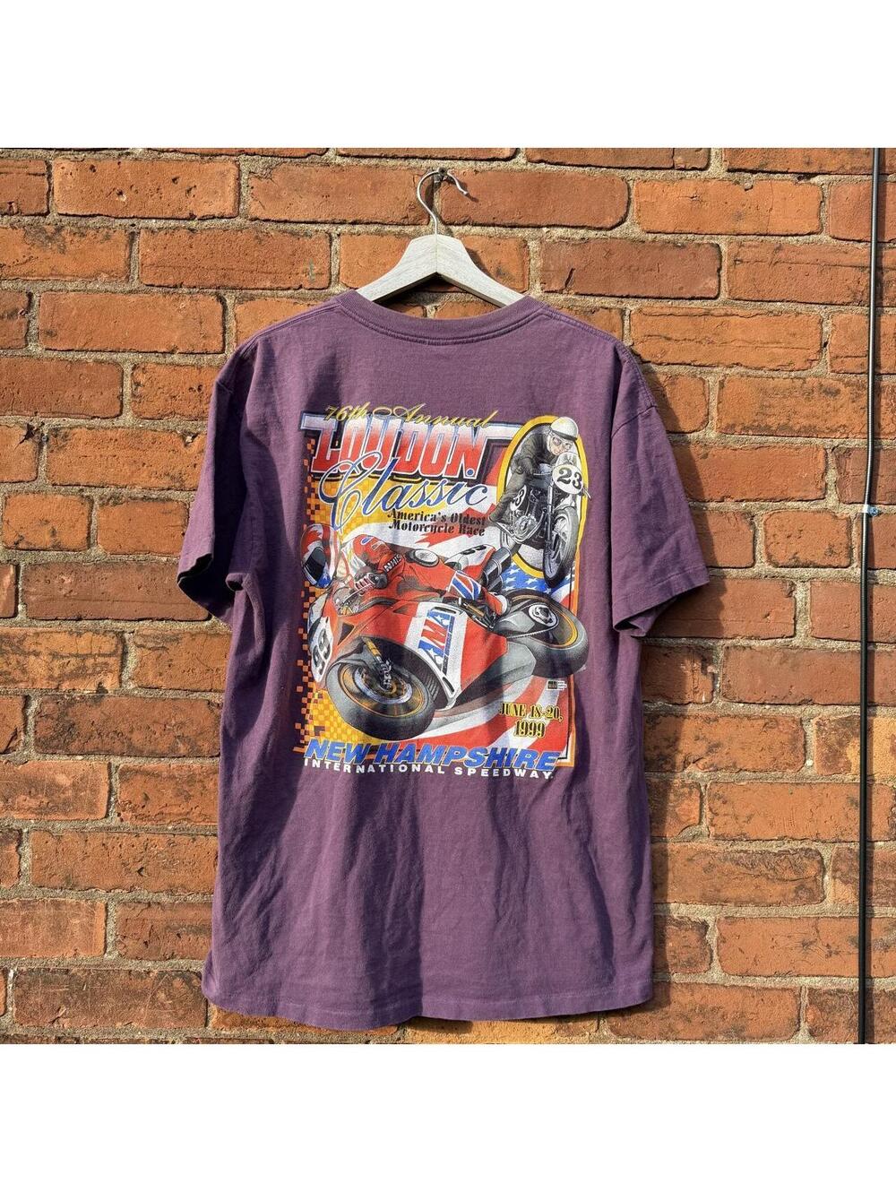 vintage 76th annual loudon Americans oldest motorcycle race t shirt 1999 XL